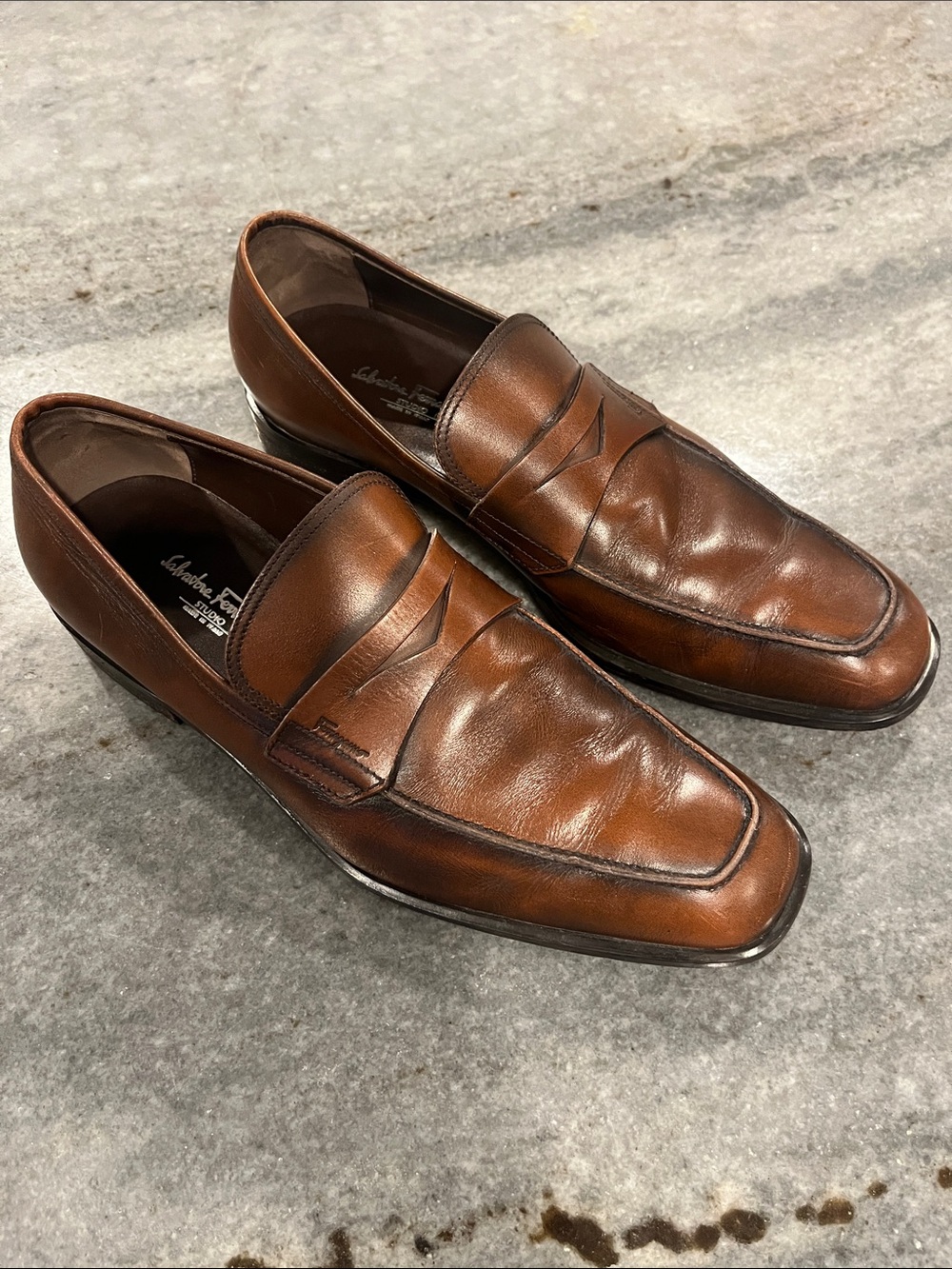 Salvatore Ferragamo Brown Leather Penny Loafers